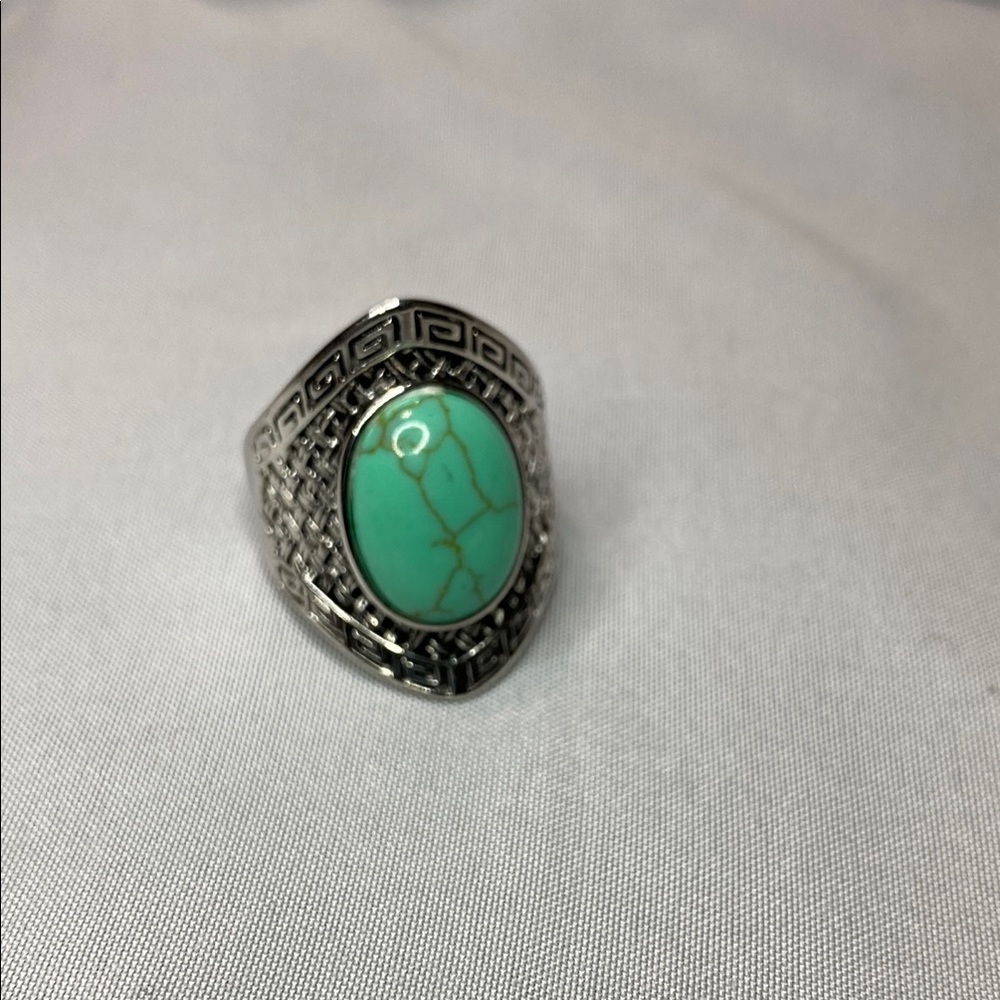 Silver Green Jewelry Ring